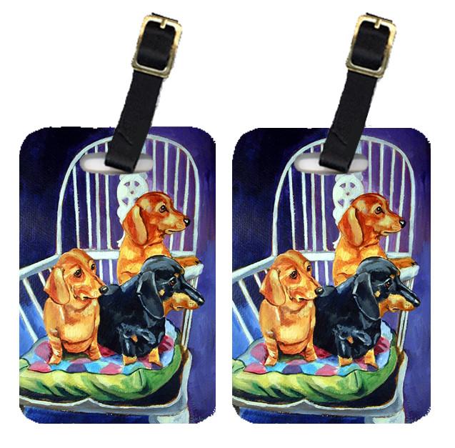 Pair of 2 Dachshunds Two Red and a Black and Tan Luggage Tags by Caroline's Treasures