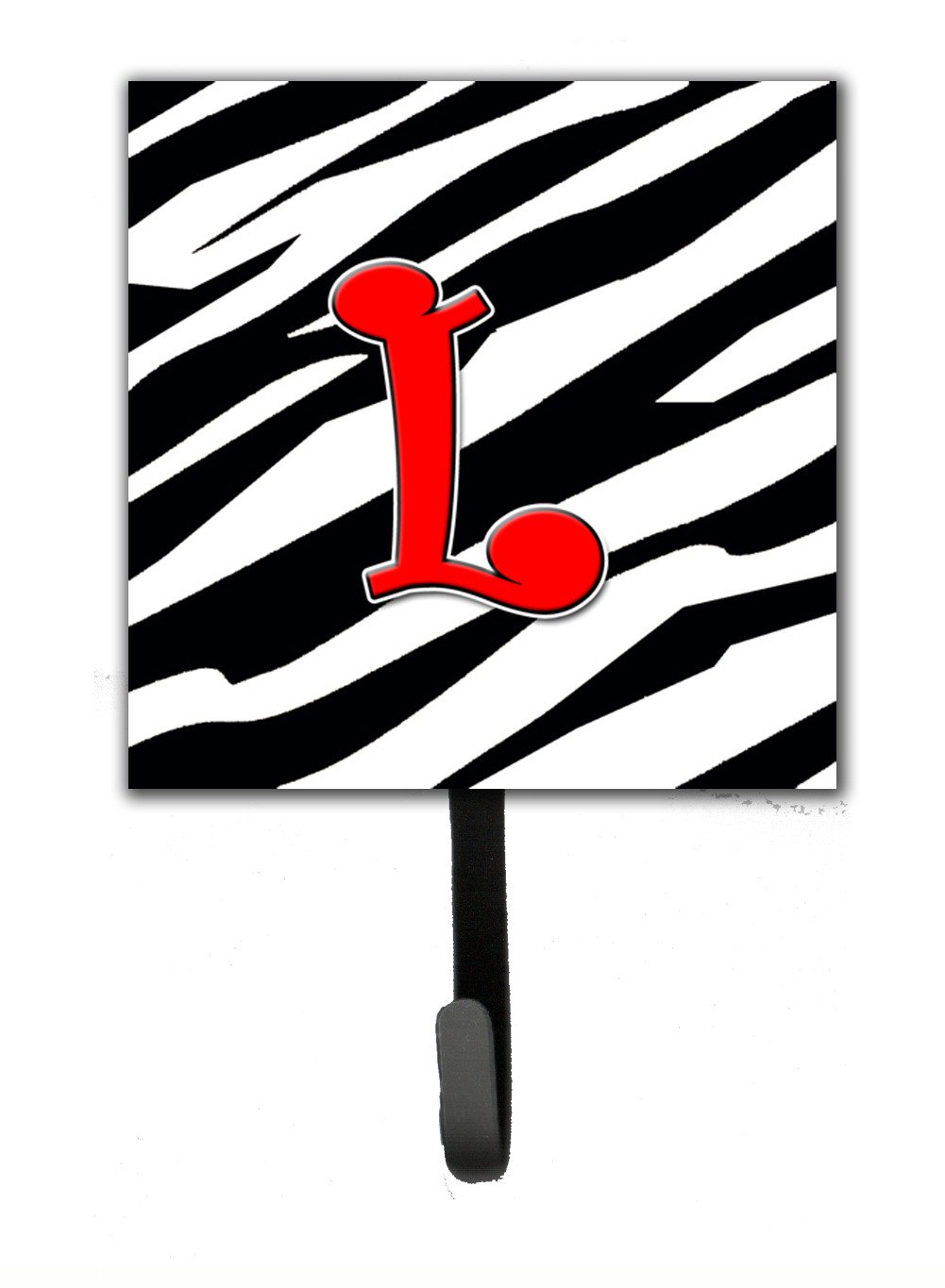 Letter L Initial Monogram - Zebra Red Leash Holder or Key Hook by Caroline's Treasures