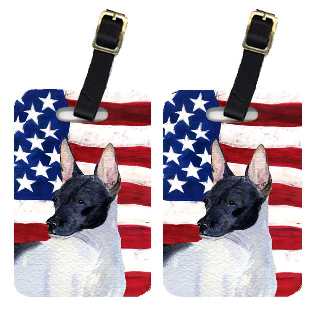 Pair of USA American Flag with Rat Terrier Luggage Tags SS4054BT by Caroline&#39;s Treasures