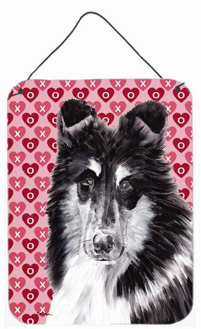Black and White Collie Hearts and Love Wall or Door Hanging Prints SC9702DS1216 by Caroline's Treasures