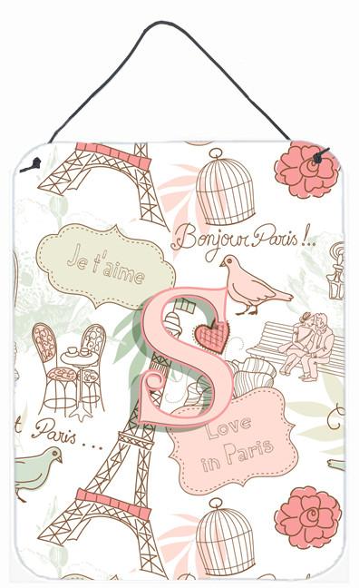 Letter S Love in Paris Pink Wall or Door Hanging Prints CJ2002-SDS1216 by Caroline's Treasures