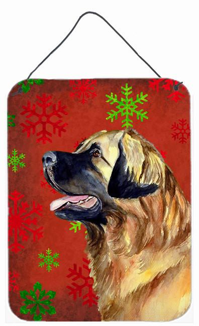 Leonberger Red Snowflakes Holiday Christmas Wall or Door Hanging Prints by Caroline's Treasures