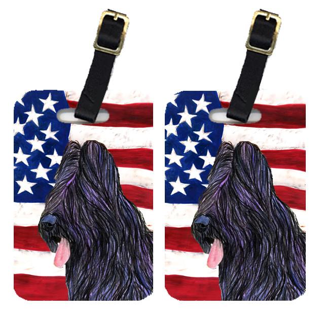 Pair of USA American Flag with Briard Luggage Tags SS4052BT by Caroline&#39;s Treasures