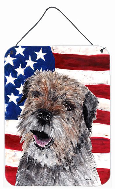 Border Terrier Mix USA American Flag Wall or Door Hanging Prints by Caroline's Treasures