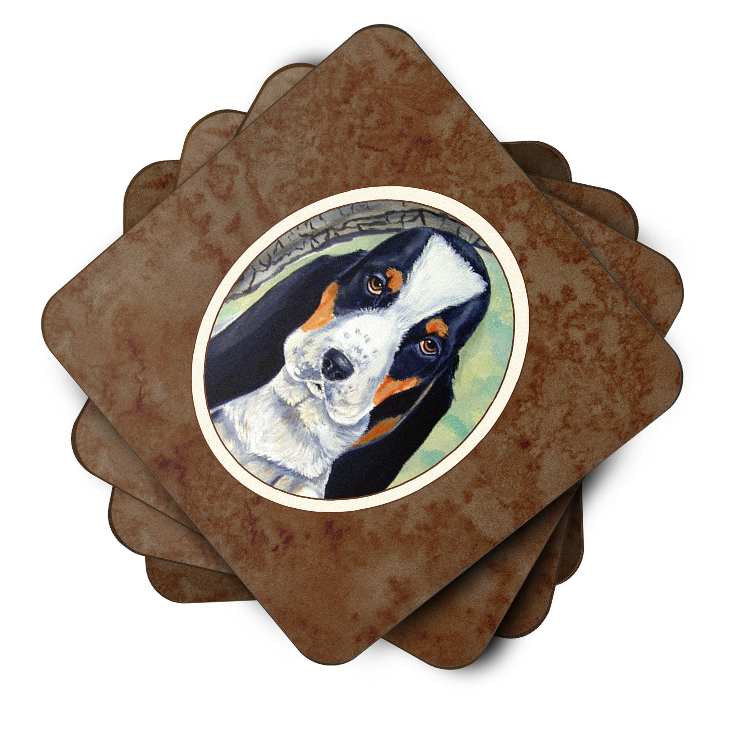Basset Hound on the branch Foam Coaster Set of 4 7002FC - the-store.com