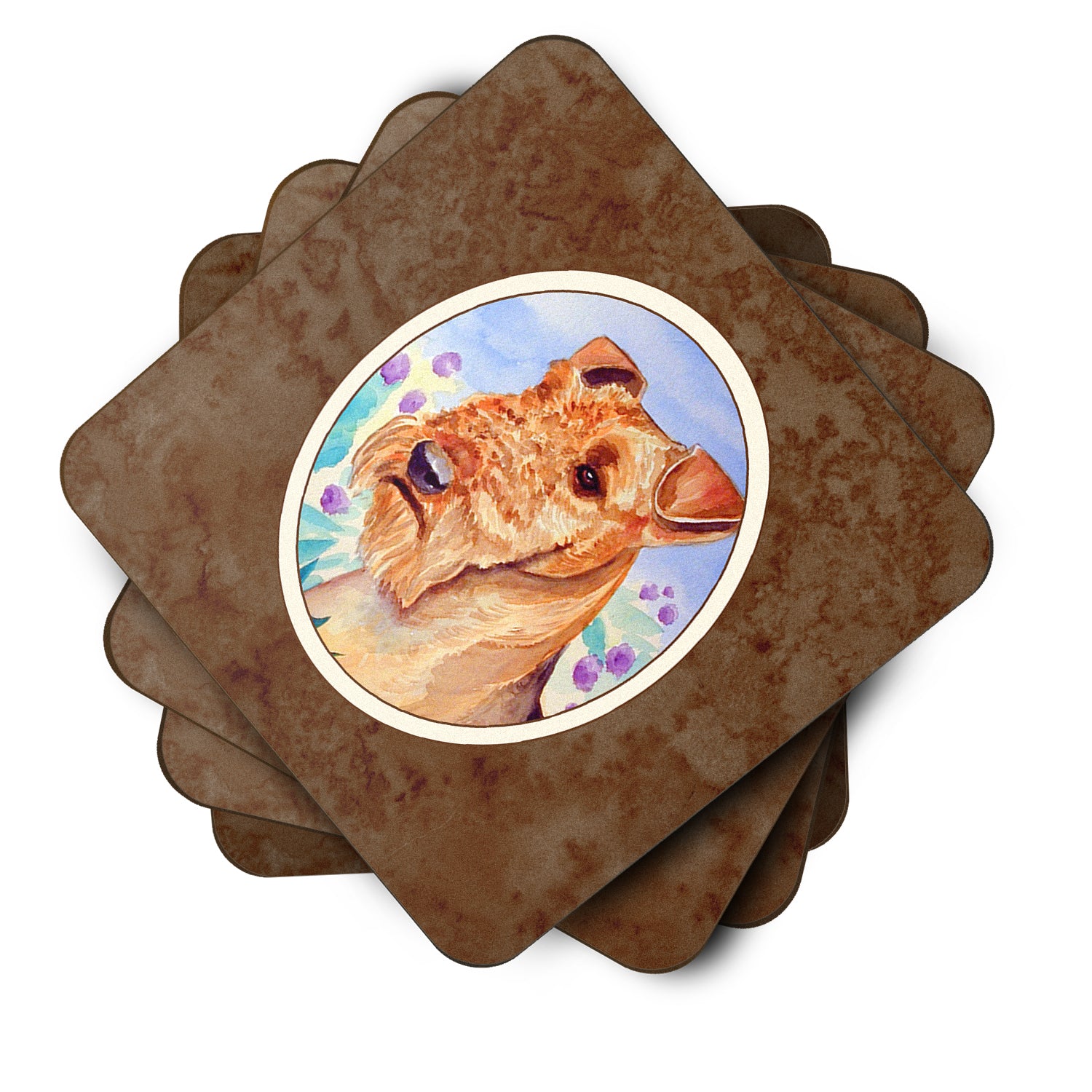 Airedale Terrier in Flowers Foam Coaster Set of 4 7007FC - the-store.com