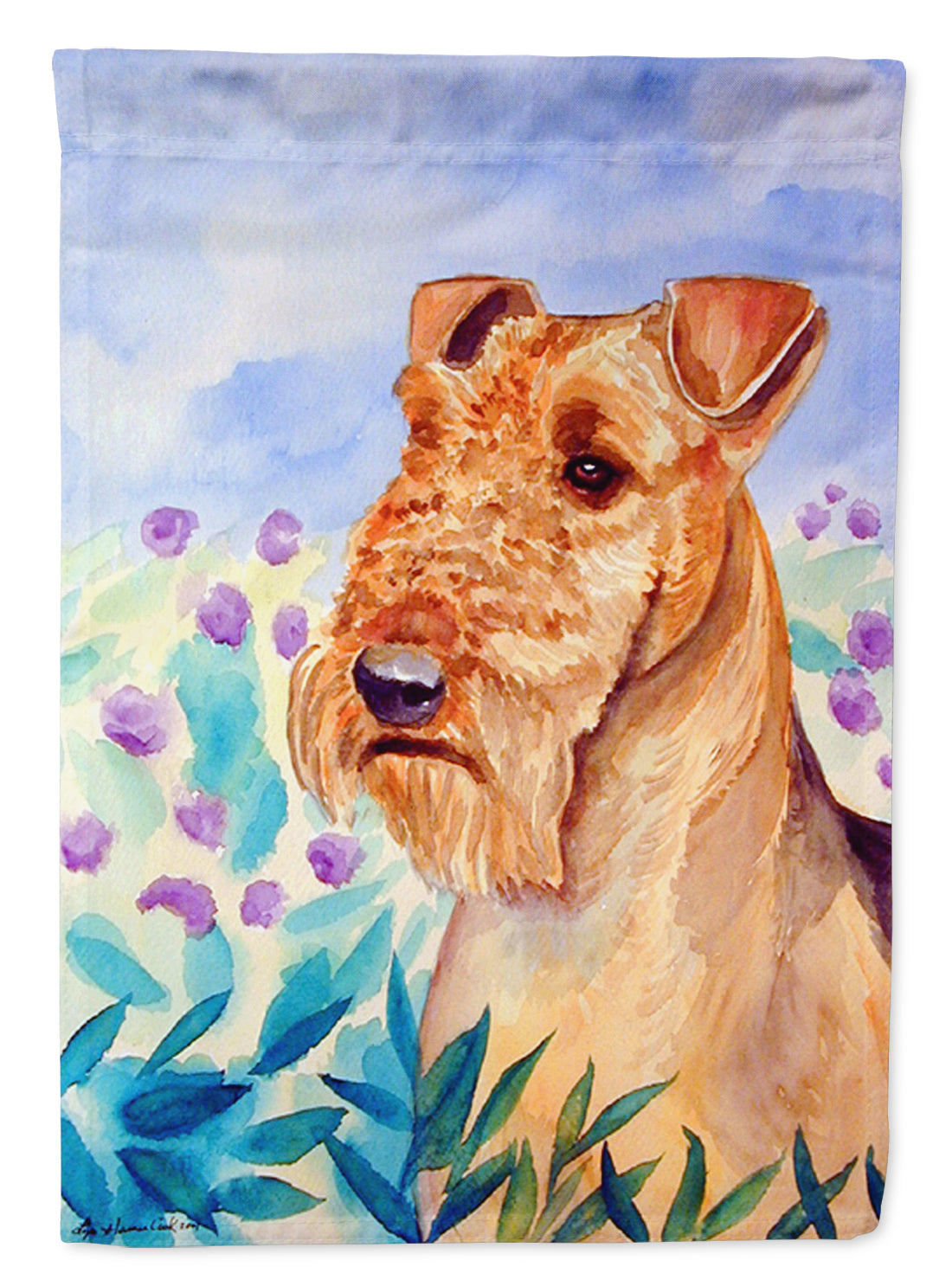 Airedale Terrier in Flowers Flag Garden Size.