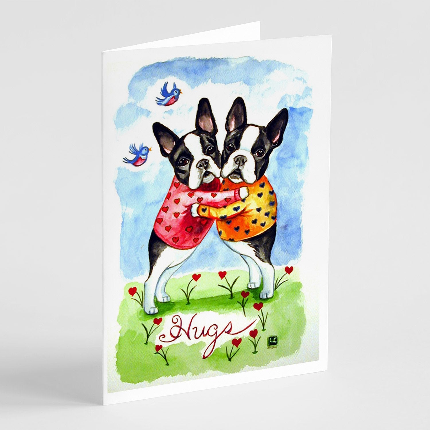 Buy this Hugs Boston Terrier Greeting Cards and Envelopes Pack of 8