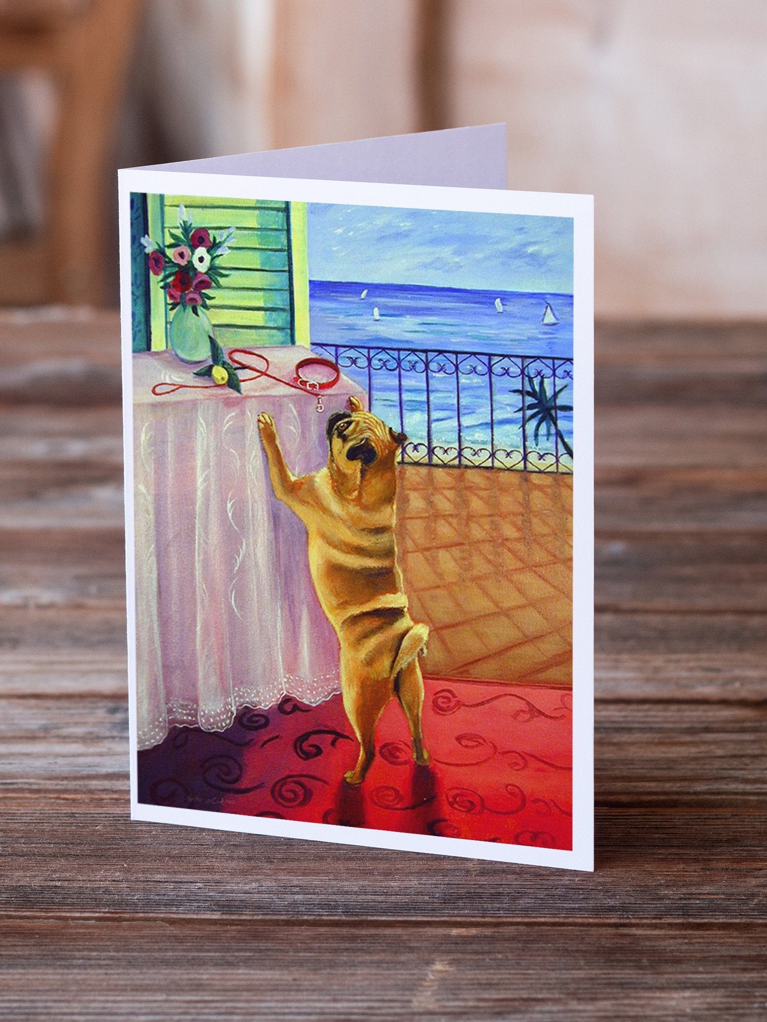 Buy this Helping Himself Fawn Pug Greeting Cards and Envelopes Pack of 8