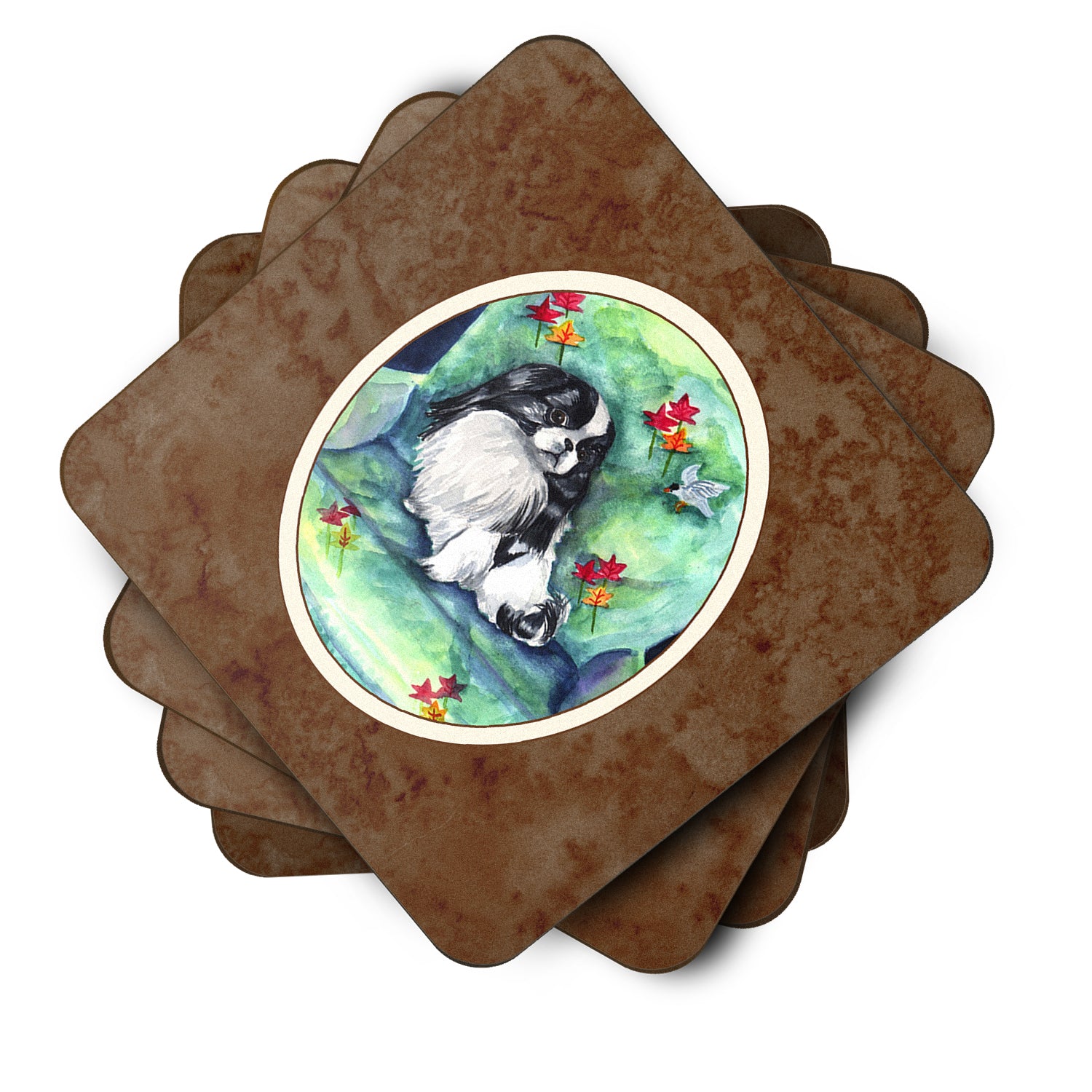 Japanese Chin in Momma's Chair Foam Coaster Set of 4 7034FC - the-store.com