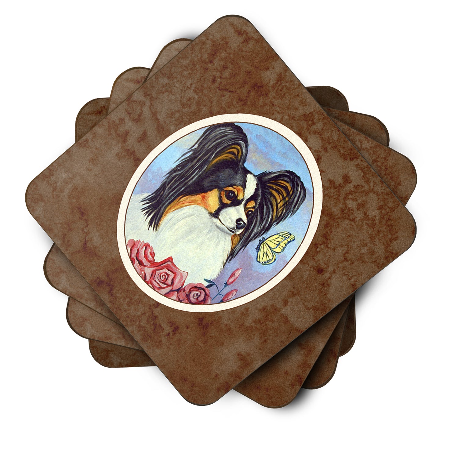 Papillon Yellow Butterfly Foam Coaster Set of 4 7036FC - the-store.com