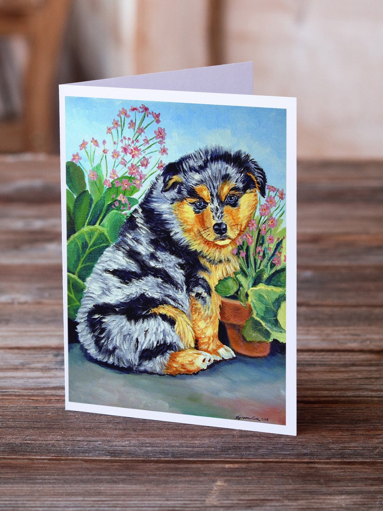 Buy this Australian Shepherd Puppy Greeting Cards and Envelopes Pack of 8