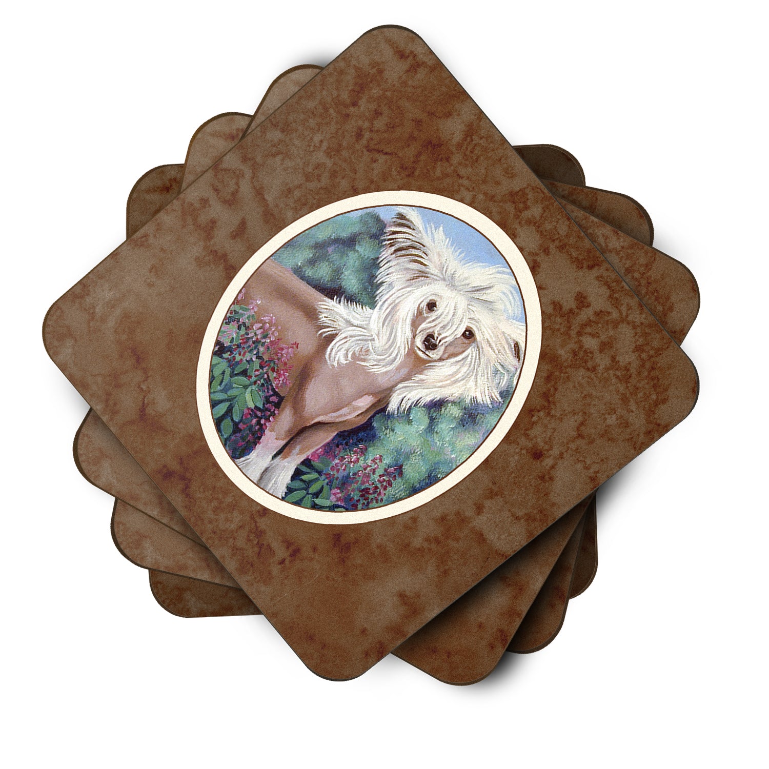 Chinese Crested Foam Coaster Set of 4 7052FC - the-store.com