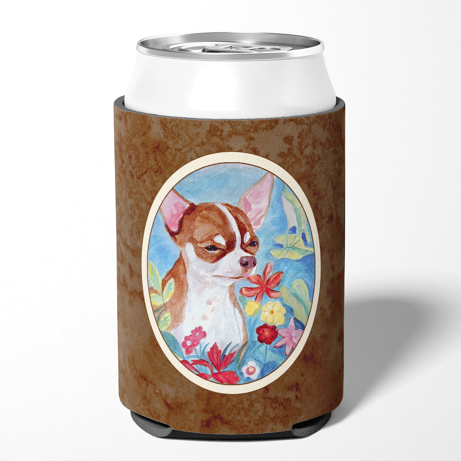 Chihuahua in flowers Can or Bottle Hugger 7053CC.