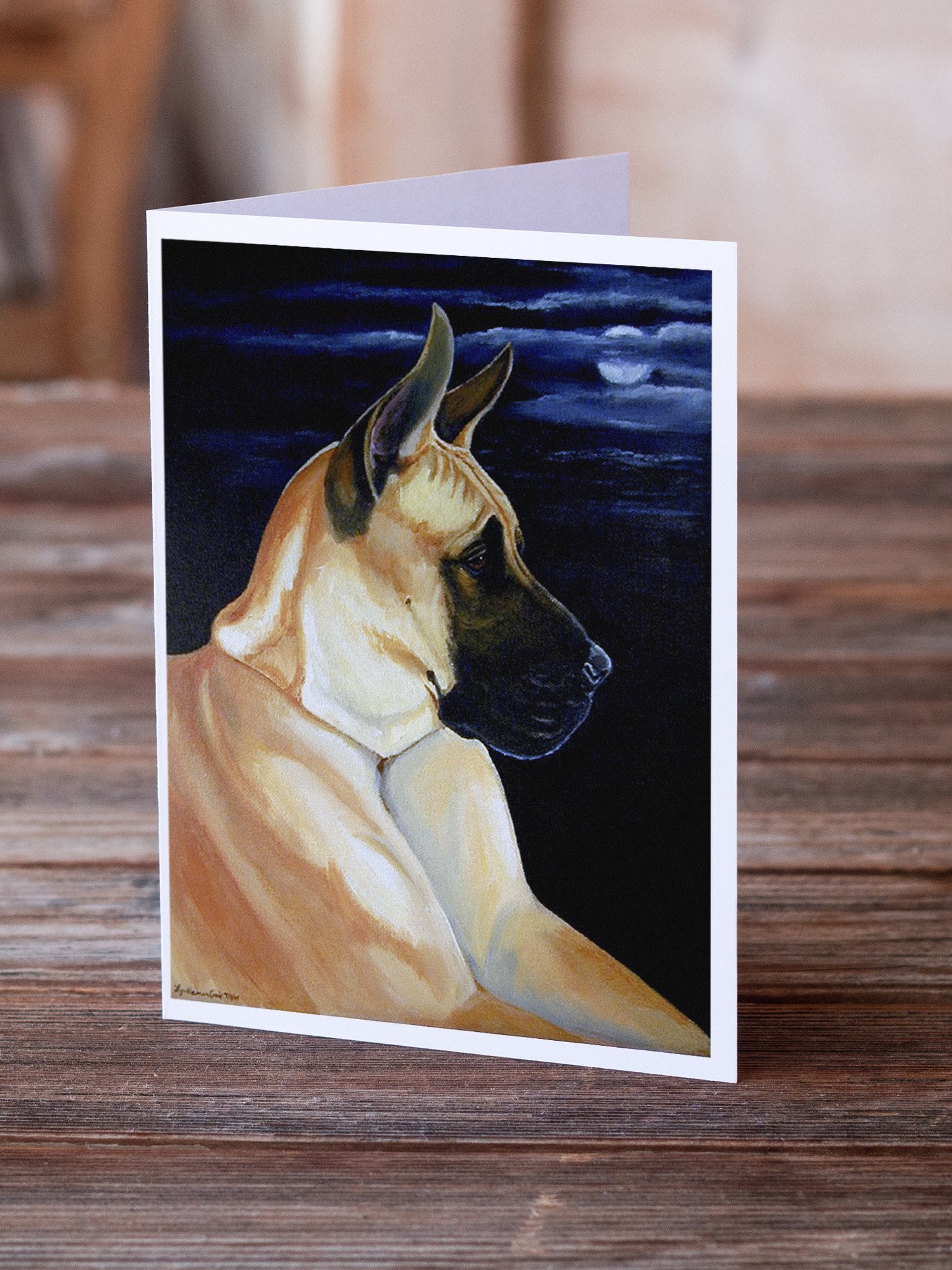 Buy this Fawn Great Dane in the Moonlight  Greeting Cards and Envelopes Pack of 8