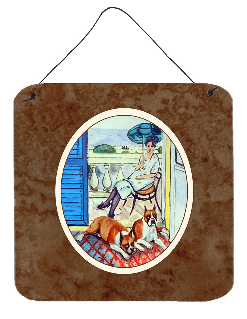 Lady with her Boxer Wall or Door Hanging Prints 7068DS66 by Caroline's Treasures