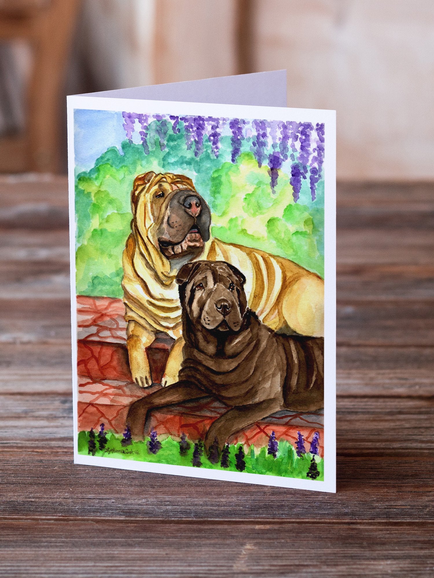 Shar Pei Fawn and Chocolate Greeting Cards and Envelopes Pack of 8 - the-store.com