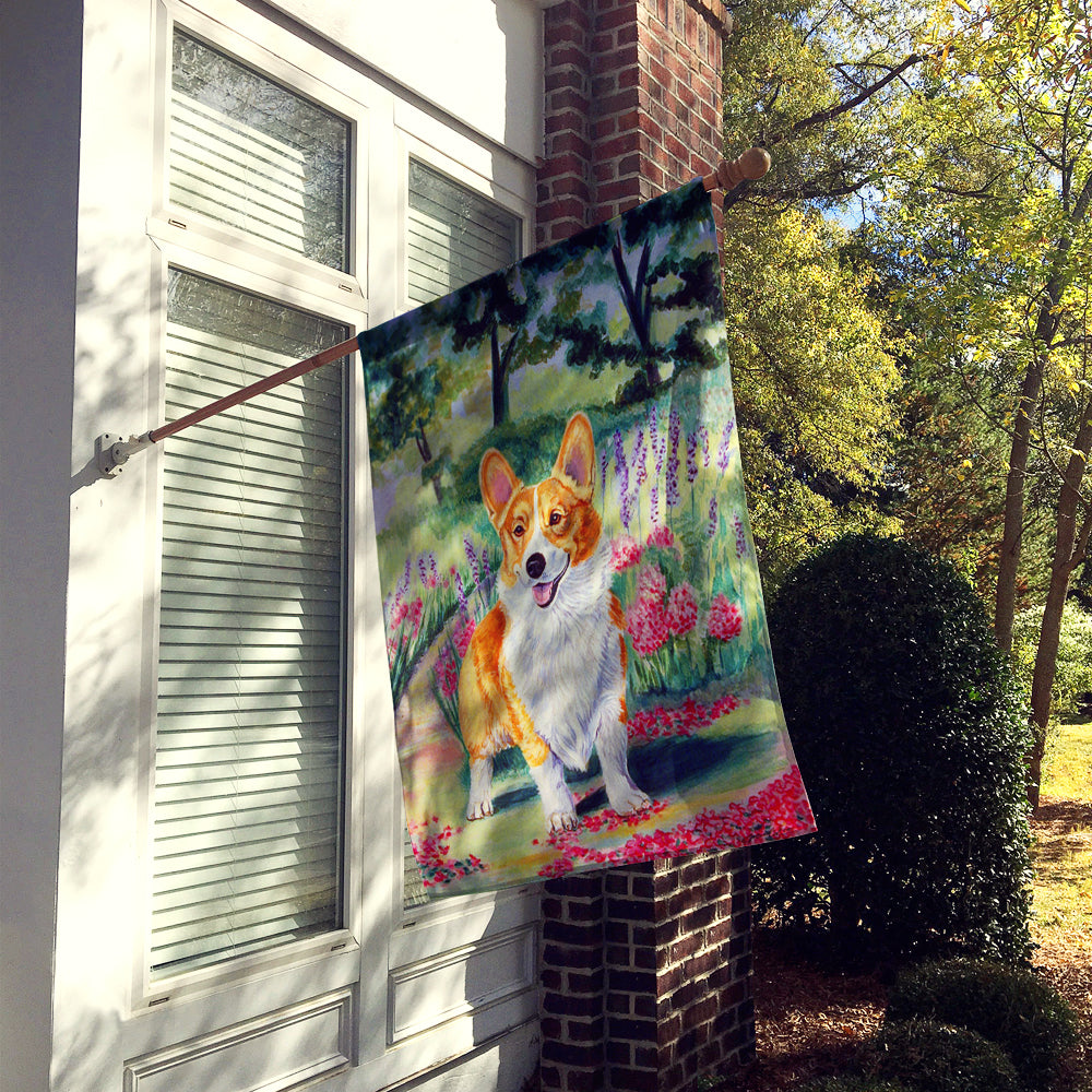 Corgi Springtime in the Garden Flag Canvas House Size