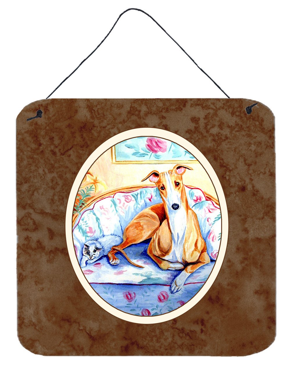 Whippet Waiting on you Wall or Door Hanging Prints 7081DS66 by Caroline's Treasures