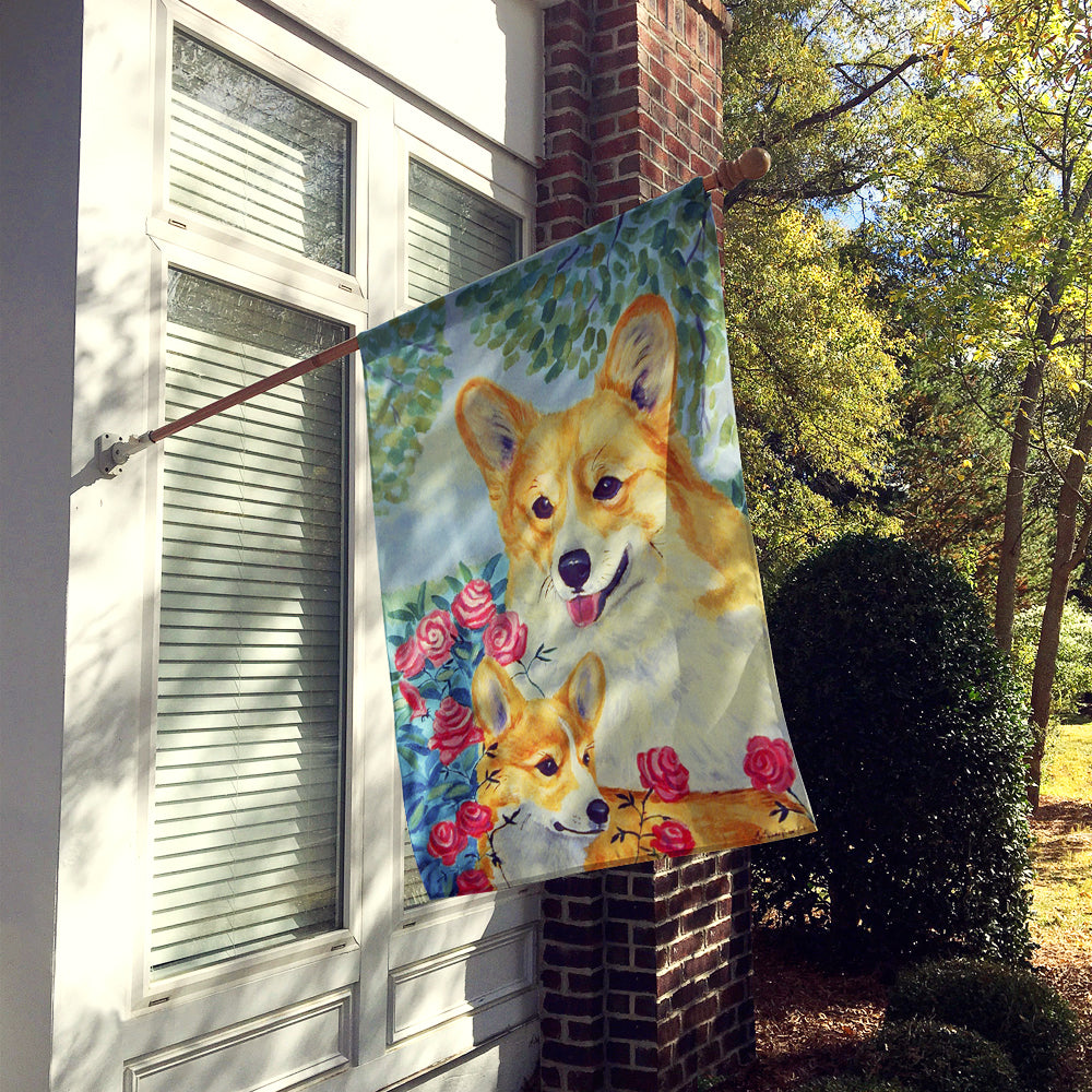 Corgi Momma's Love and Roses Flag Canvas House Size