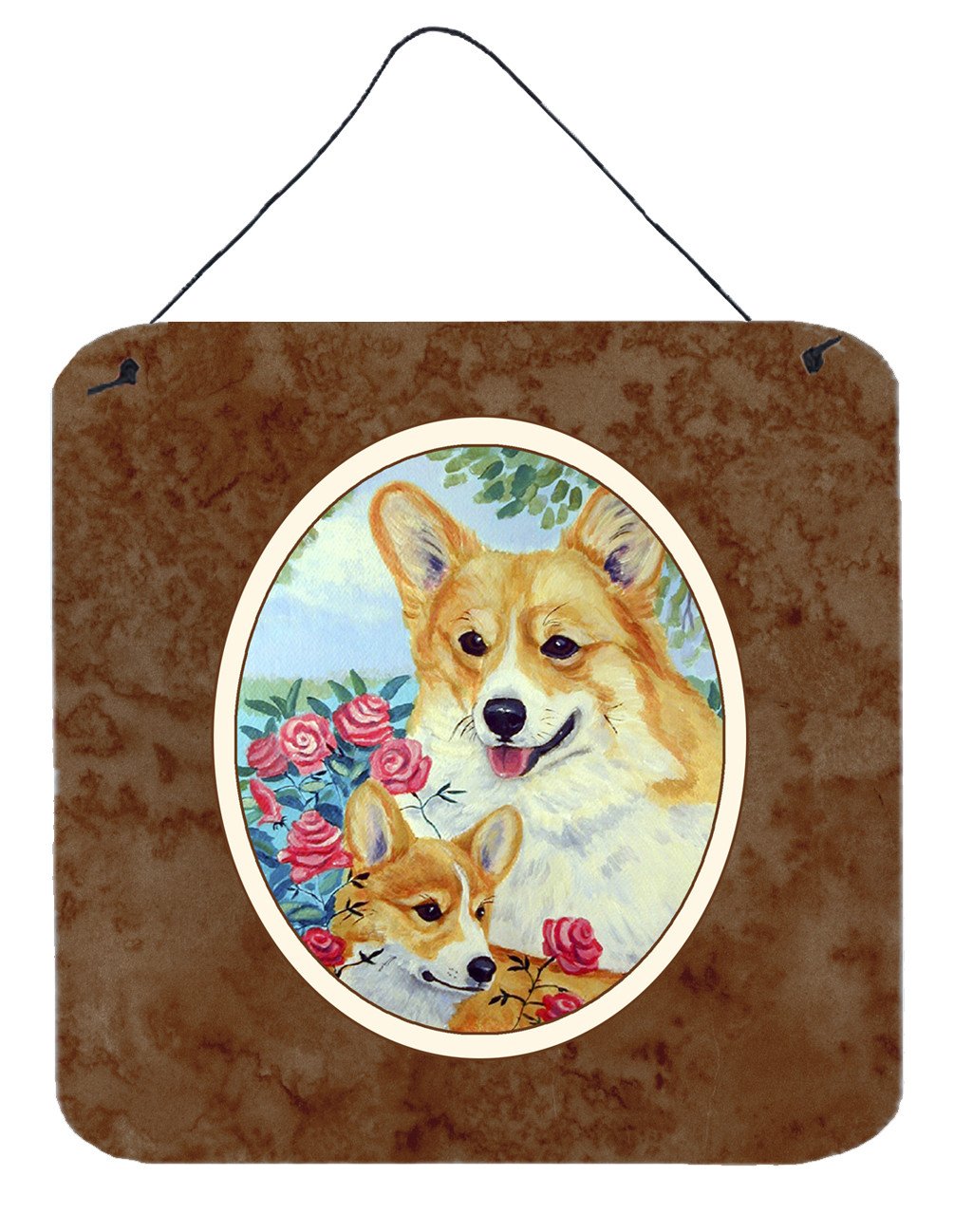 Corgi Momma loves Roses Wall or Door Hanging Prints 7084DS66 by Caroline's Treasures