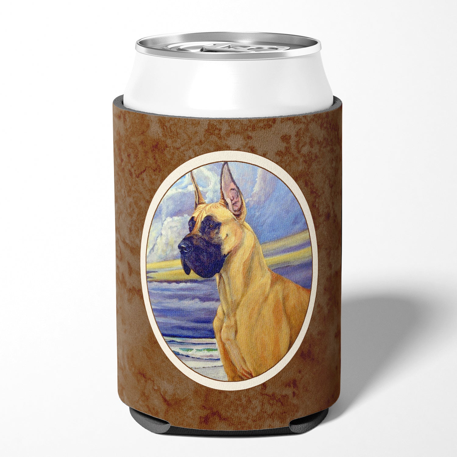 Fawn Great Dane at the beach Can or Bottle Hugger 7101CC.