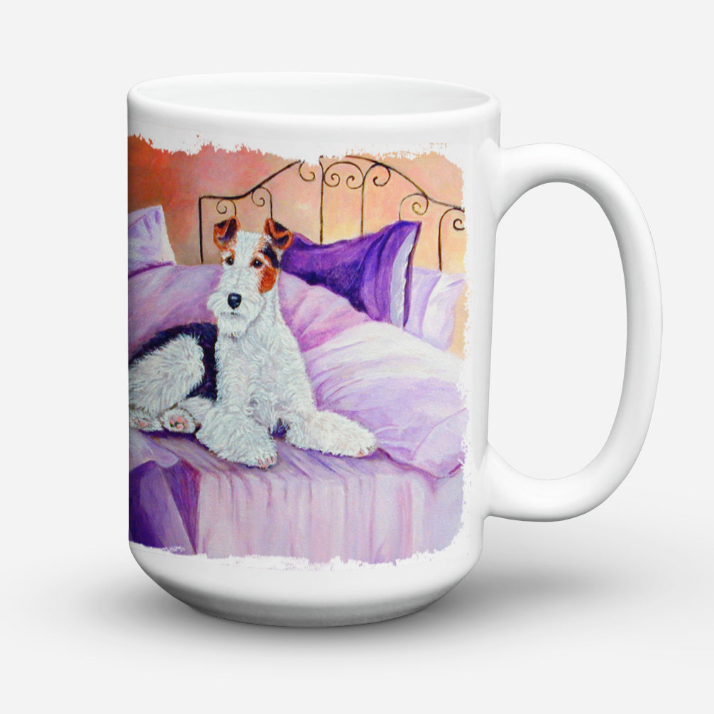 Fox Terrier Waiting on Mom Dishwasher Safe Microwavable Ceramic Coffee Mug 15 ounce 7121CM15