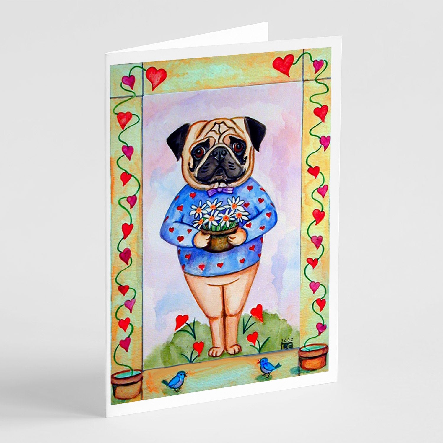 Buy this Pug Valentine's Hearts Greeting Cards and Envelopes Pack of 8