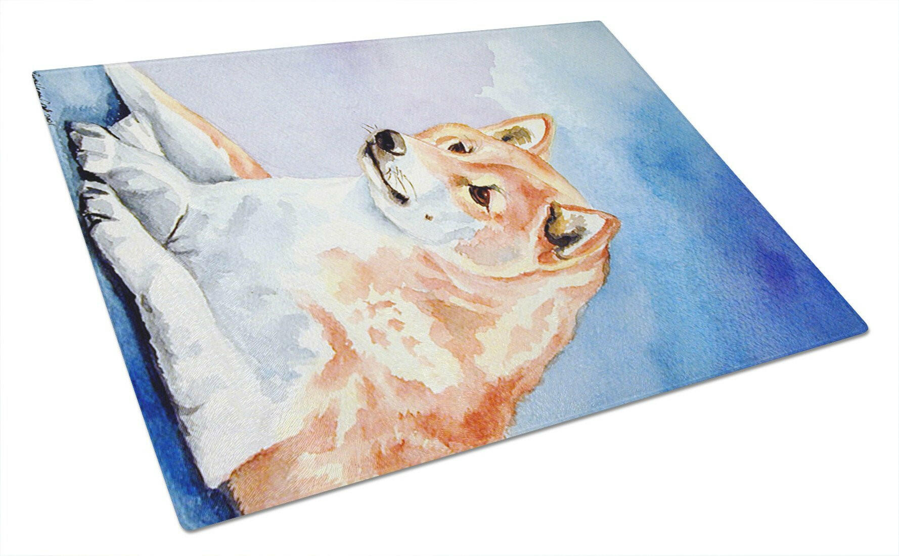 Red and White Shiba Inu Glass Cutting Board Large by Caroline's Treasures