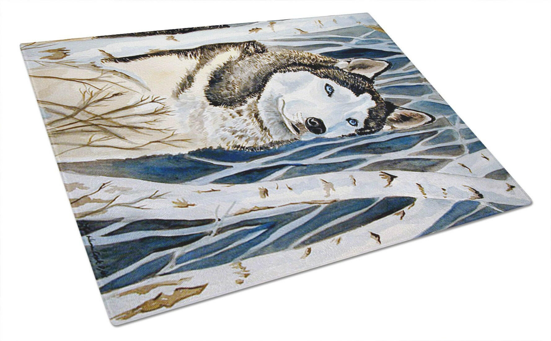 Siberian Husky Glass Cutting Board Large by Caroline's Treasures