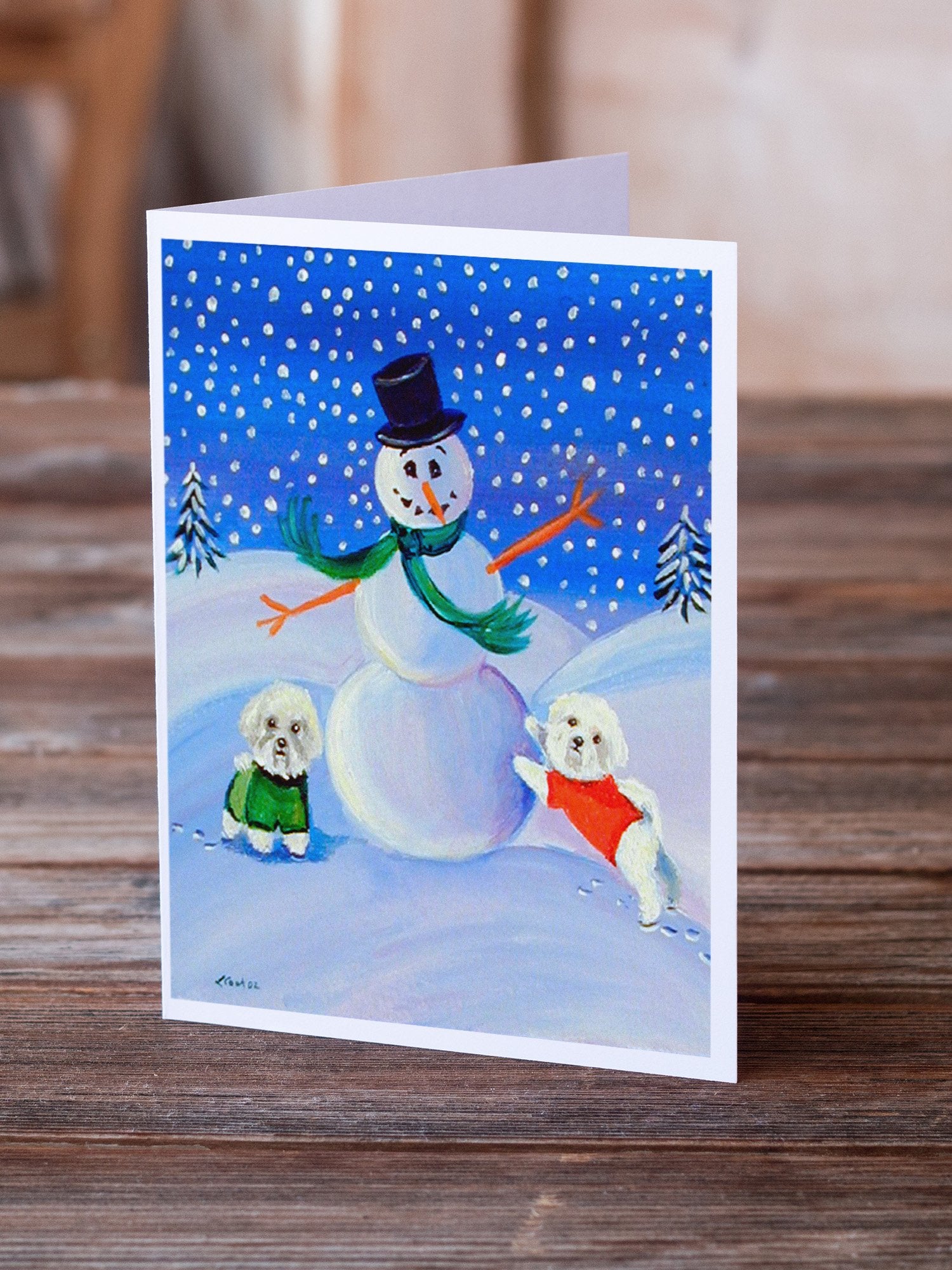 Buy this Snowman Bichon Frise Greeting Cards and Envelopes Pack of 8