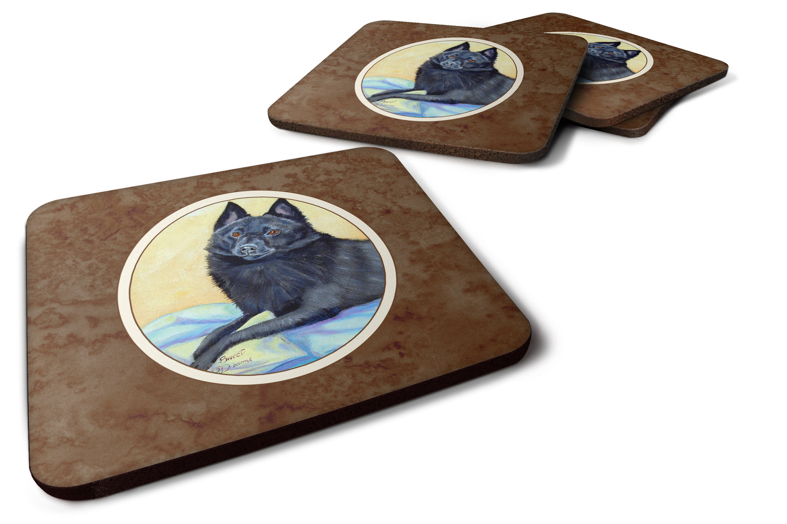 Schipperke Sweet Dreams Foam Coaster Set of 4 7152FC - the-store.com