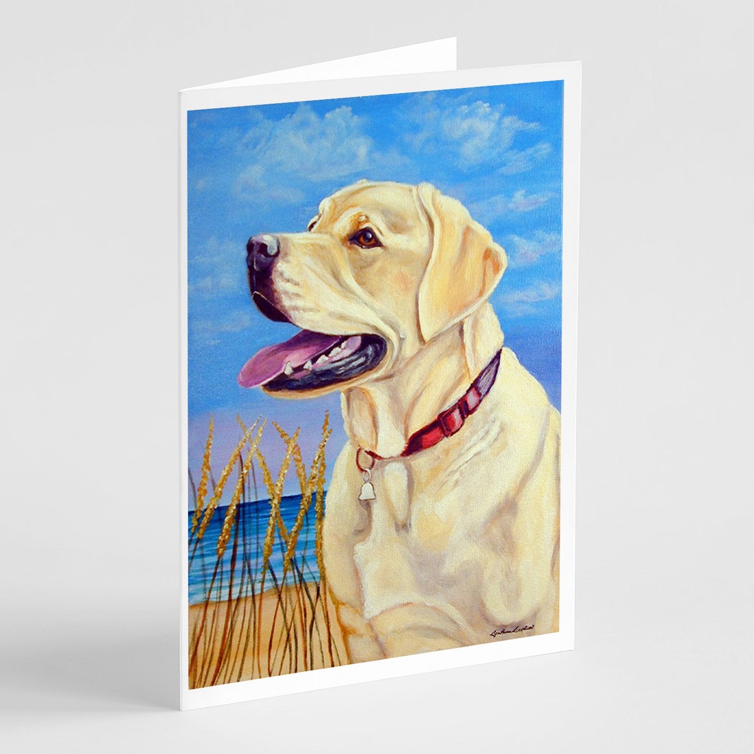 Buy this Yellow Labrador at the Beach  Greeting Cards and Envelopes Pack of 8