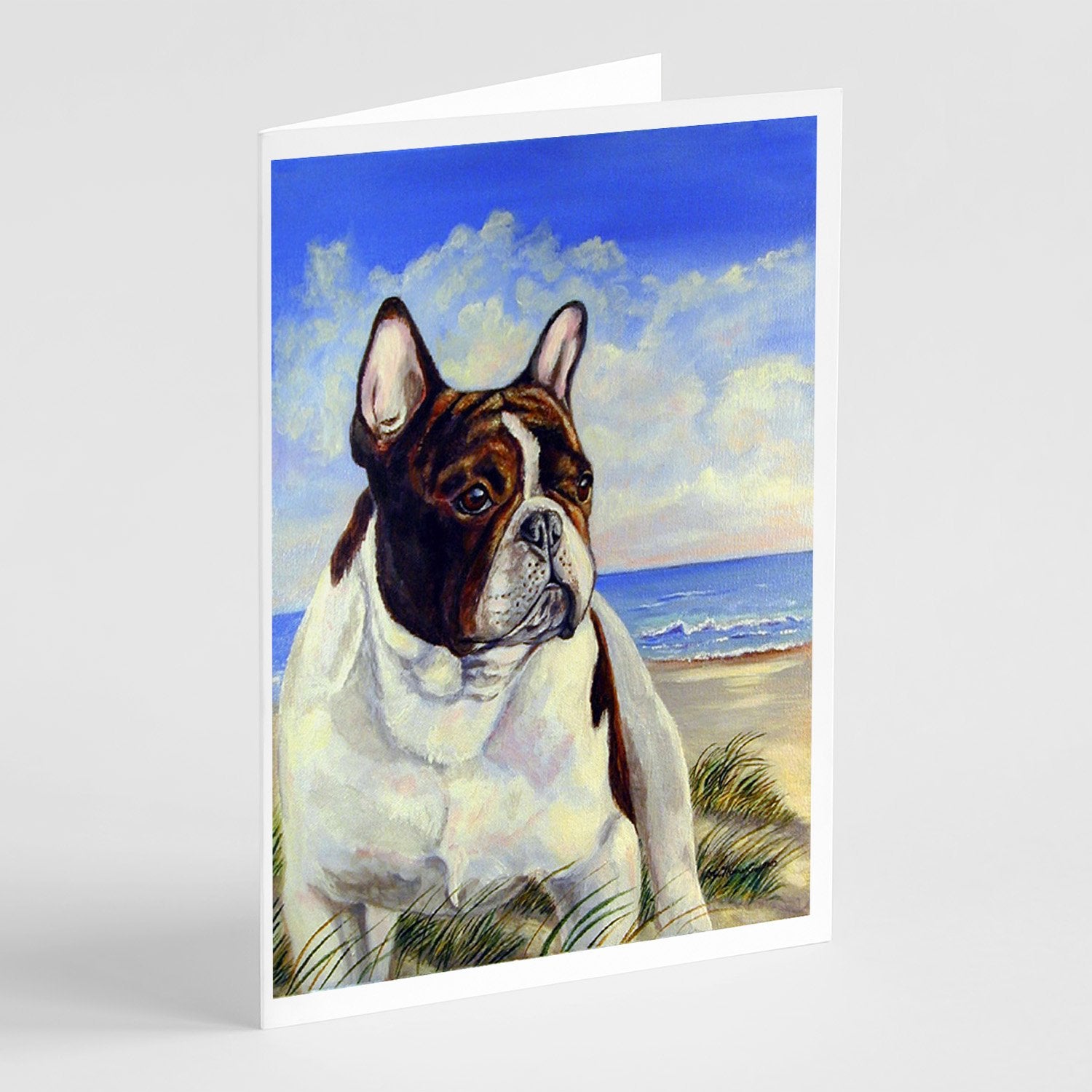 Buy this French Bulldog at the beach Greeting Cards and Envelopes Pack of 8