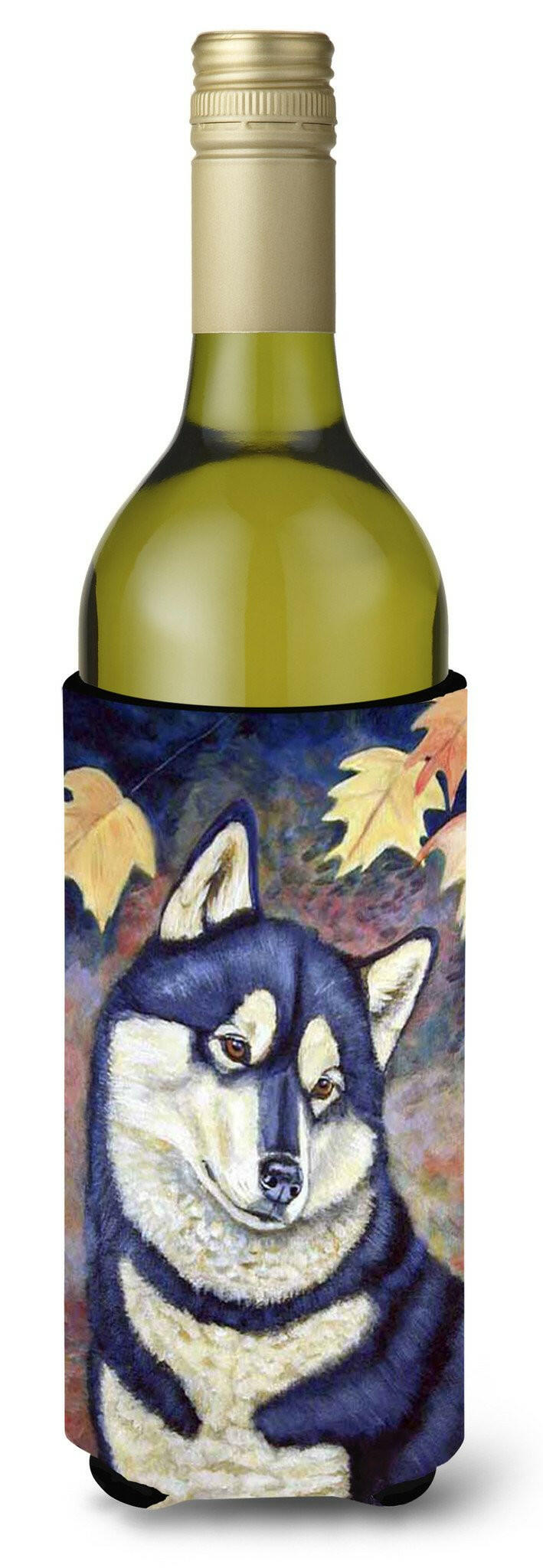 Fall Leaves Siberian Husky Wine Bottle Beverage Insulator Beverage Insulator Hugger by Caroline's Treasures