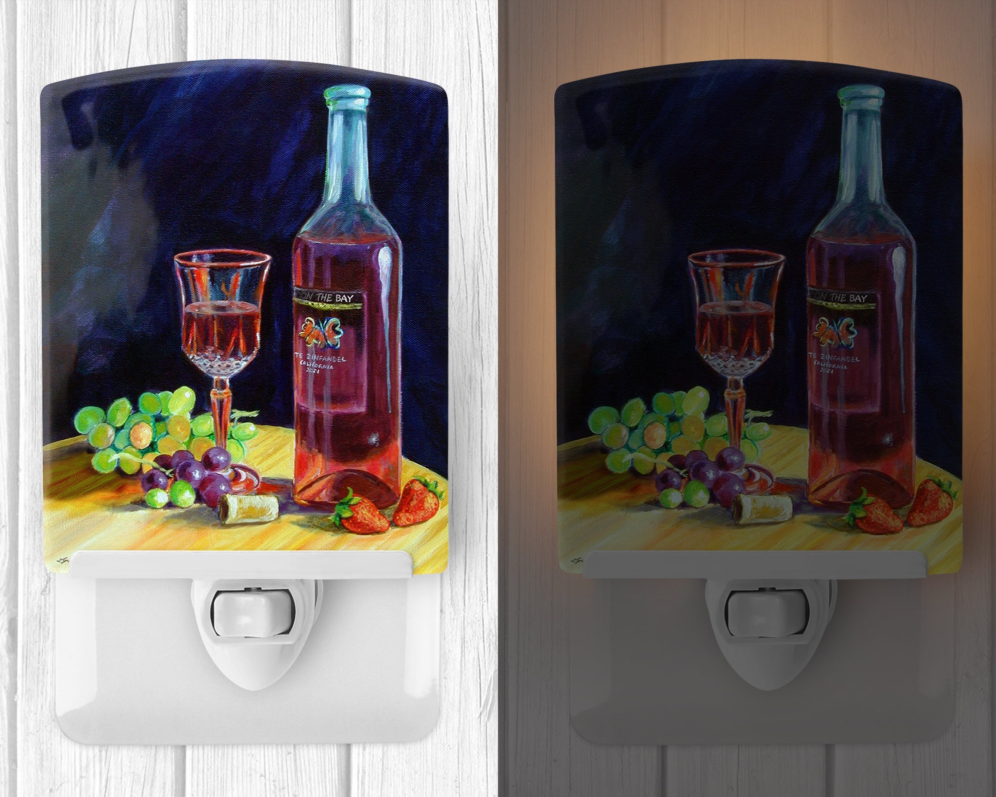 Red Wine Bottle and Glass Ceramic Night Light 7185CNL - the-store.com