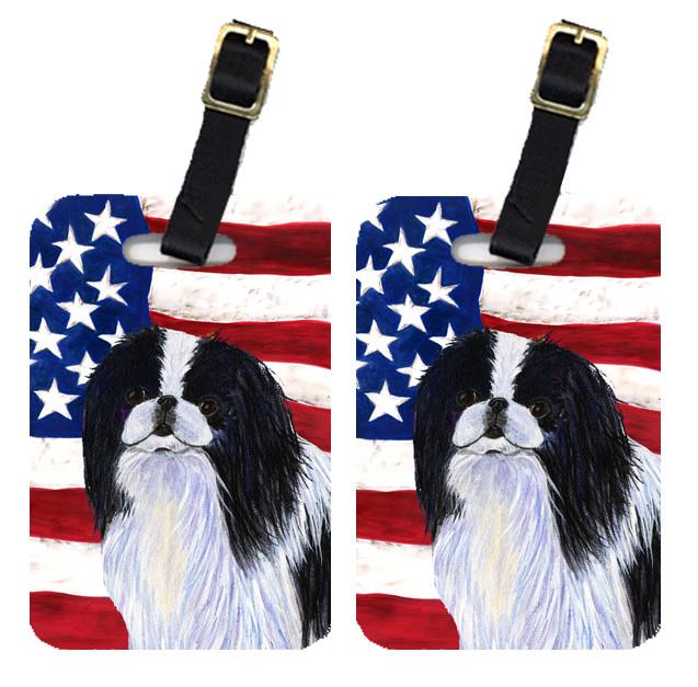 Pair of USA American Flag with Japanese Chin Luggage Tags SS4223BT by Caroline&#39;s Treasures