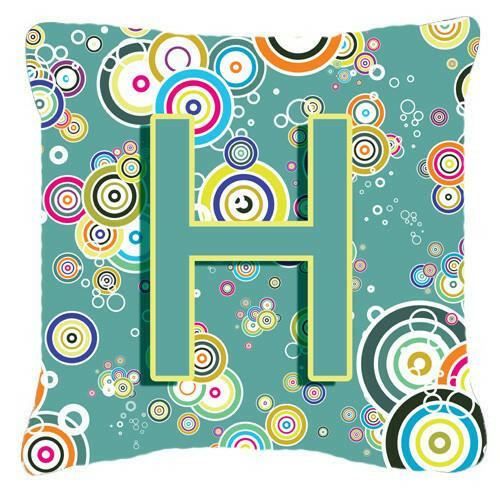 Letter H Circle Circle Teal Initial Alphabet Canvas Fabric Decorative Pillow CJ2015-HPW1414 by Caroline's Treasures