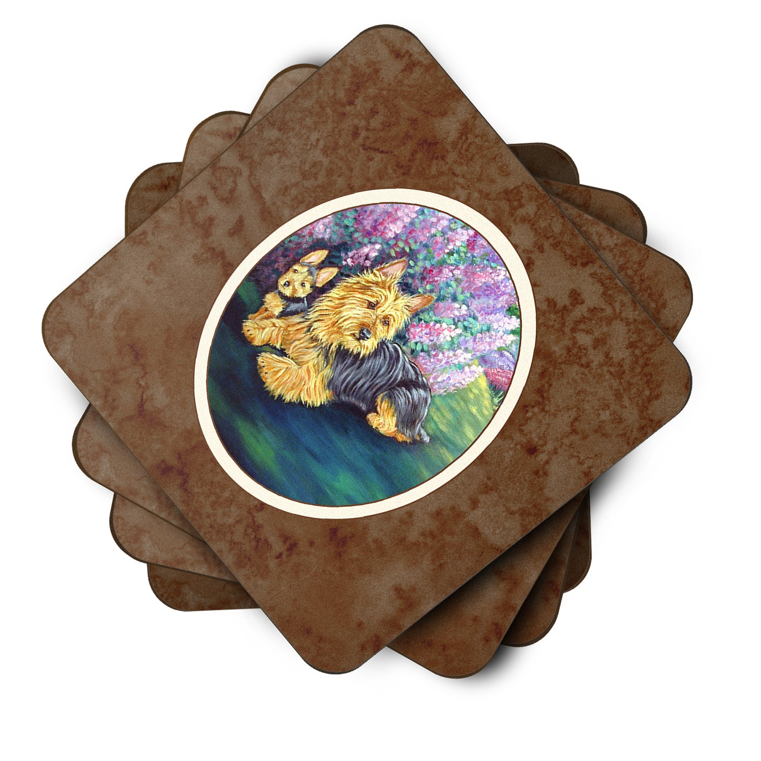 Australian Terrier and Puppy Foam Coaster Set of 4 7209FC - the-store.com