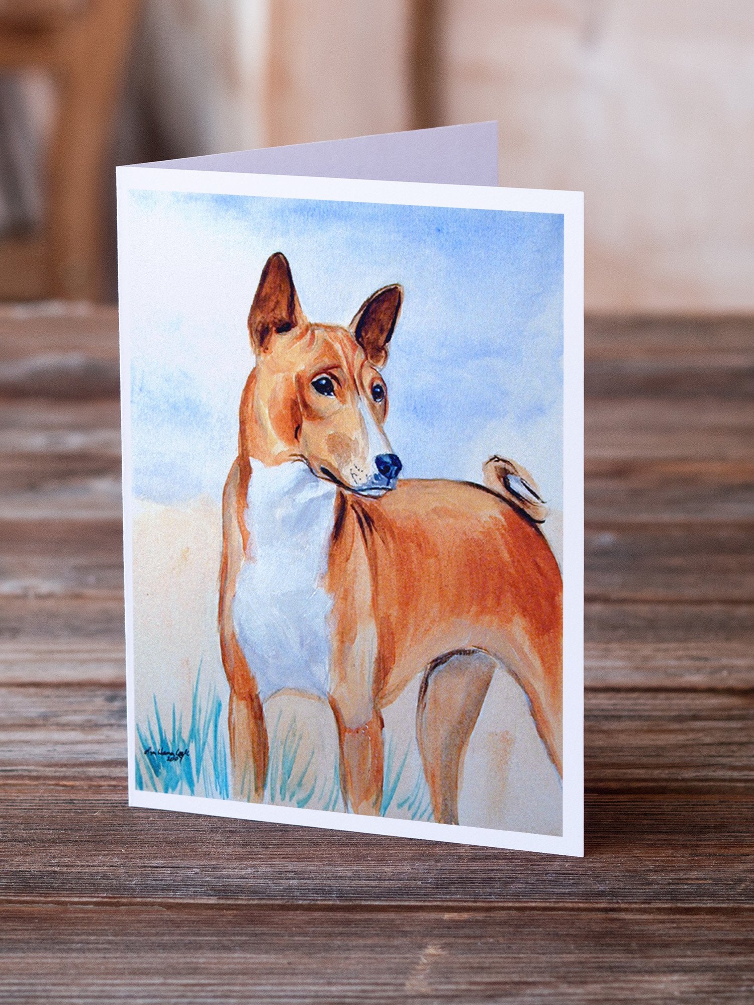 Buy this Red and White Basenji  Greeting Cards and Envelopes Pack of 8
