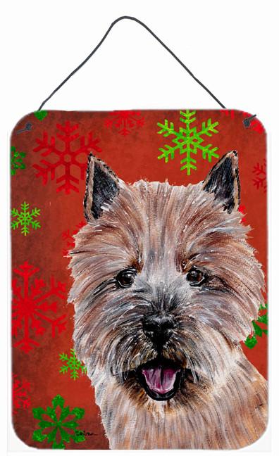 Norwich Terrier Red Snowflakes Holiday Wall or Door Hanging Prints SC9758DS1216 by Caroline's Treasures