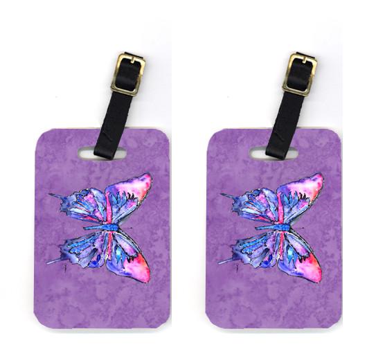 Pair of Butterfly on Purple Luggage Tags by Caroline's Treasures