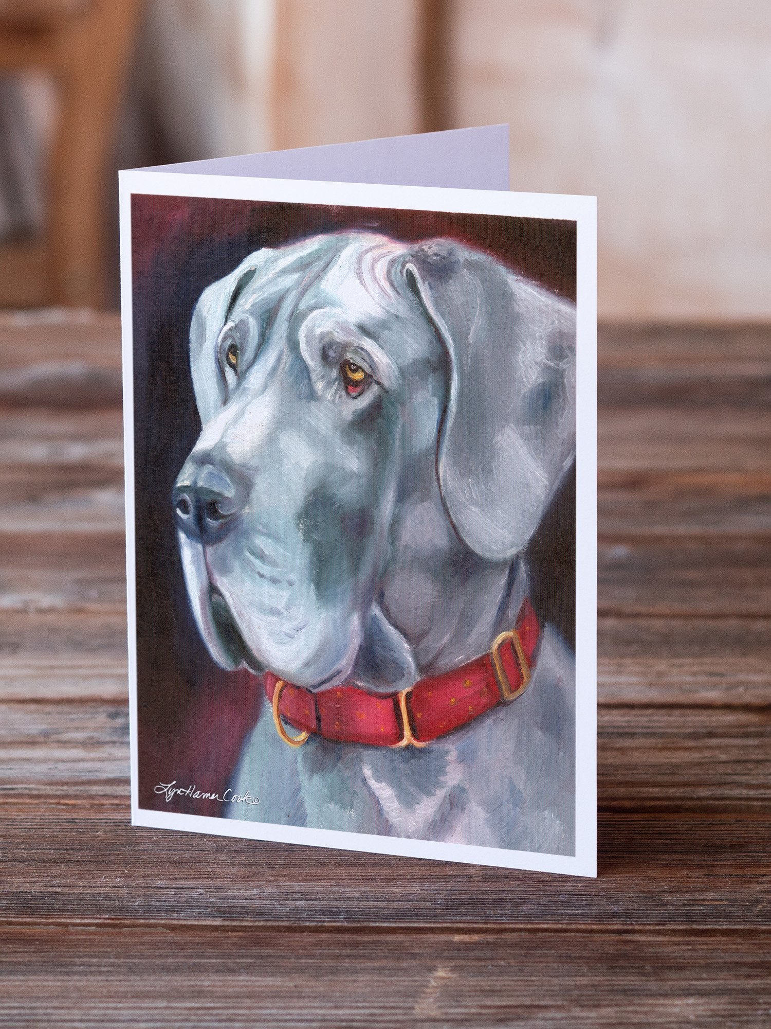 Buy this Great Dane Natural Ears Red Collar Greeting Cards and Envelopes Pack of 8