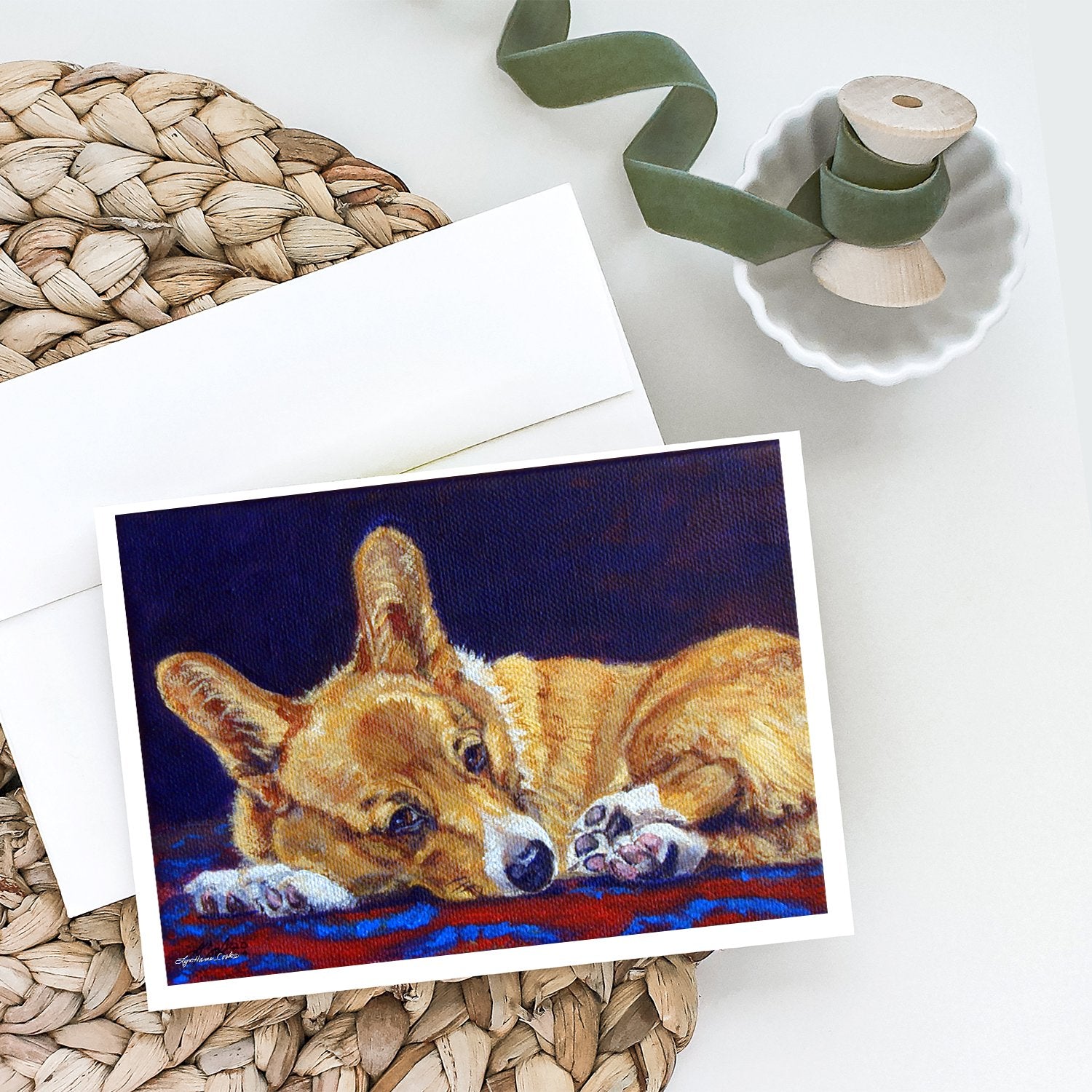 Buy this Corgi Blue Lonesome Greeting Cards and Envelopes Pack of 8