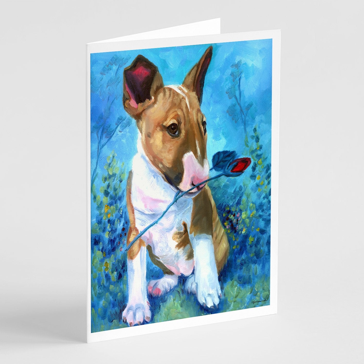 Buy this Bull Terrier Rose for Mom Greeting Cards and Envelopes Pack of 8