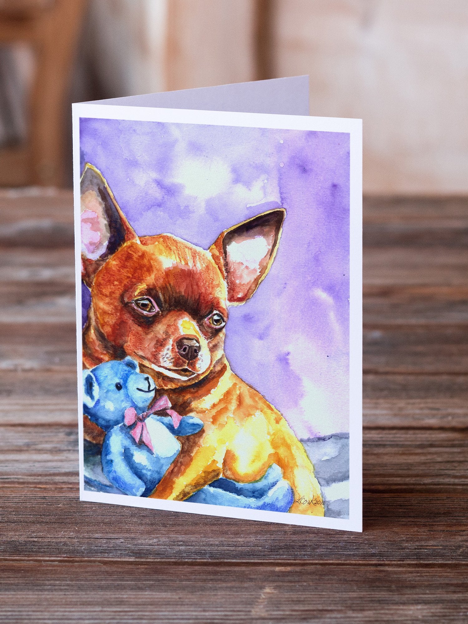 Chihuahua with Teddy Bear Greeting Cards and Envelopes Pack of 8 - the-store.com