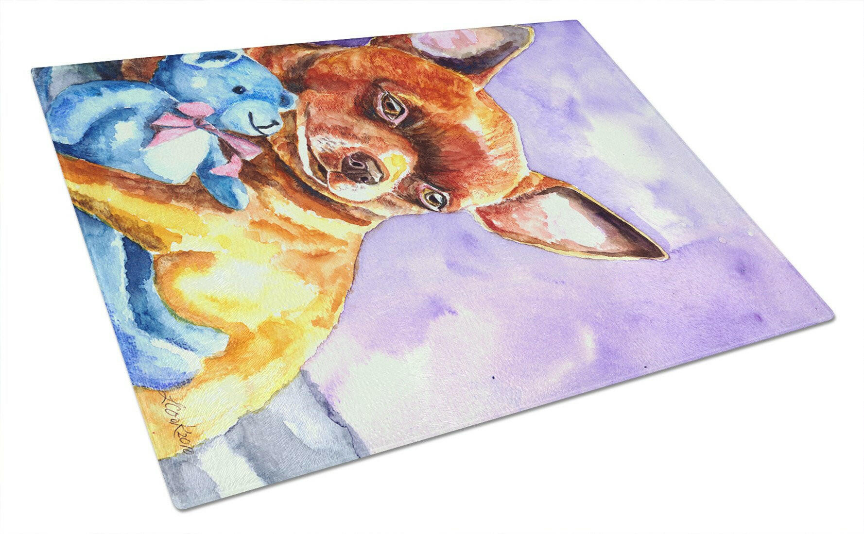 Chihuahua with Teddy Bear Glass Cutting Board Large 7340LCB by Caroline's Treasures