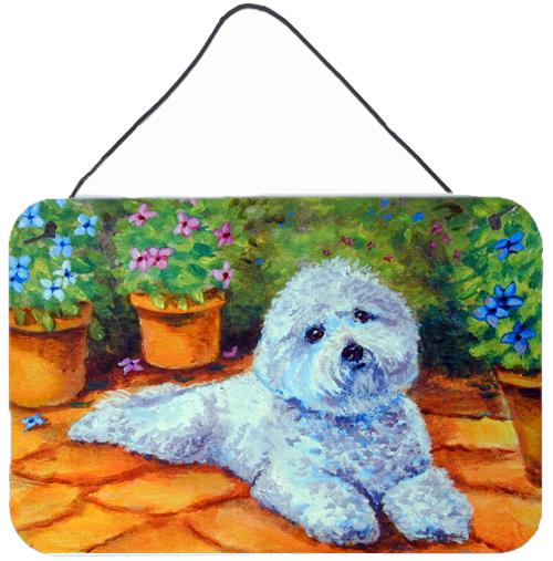 Bichon Frise on the patio Wall or Door Hanging Prints 7346DS812 by Caroline's Treasures