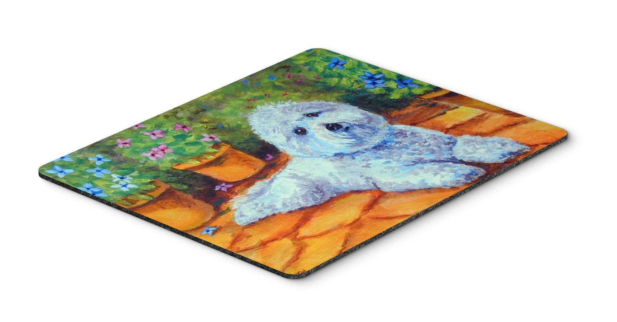 Bichon Frise on the patio Mouse Pad, Hot Pad or Trivet 7346MP by Caroline's Treasures