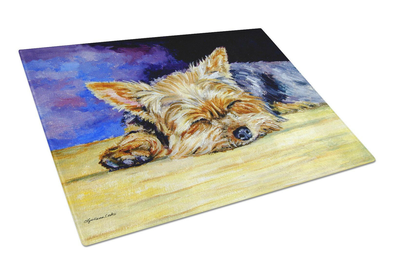 Yorkie Taking a Nap Glass Cutting Board Large 7357LCB by Caroline's Treasures